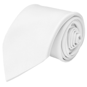 Boys White Plain Satin Tie (45'')